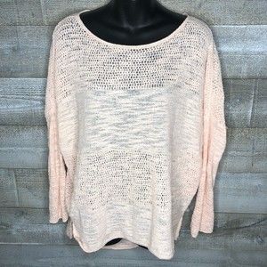 Lou & Grey small light pink crochet lightweight beach cover sweater